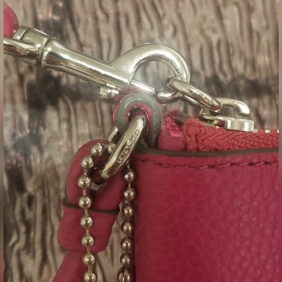 COACH Pink Refined Grain Leather Wristlet - Picture 5 of 9